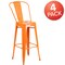 Emma and Oliver Commercial Grade 4 Pack 30" High Metal Indoor-Outdoor Barstool with Back